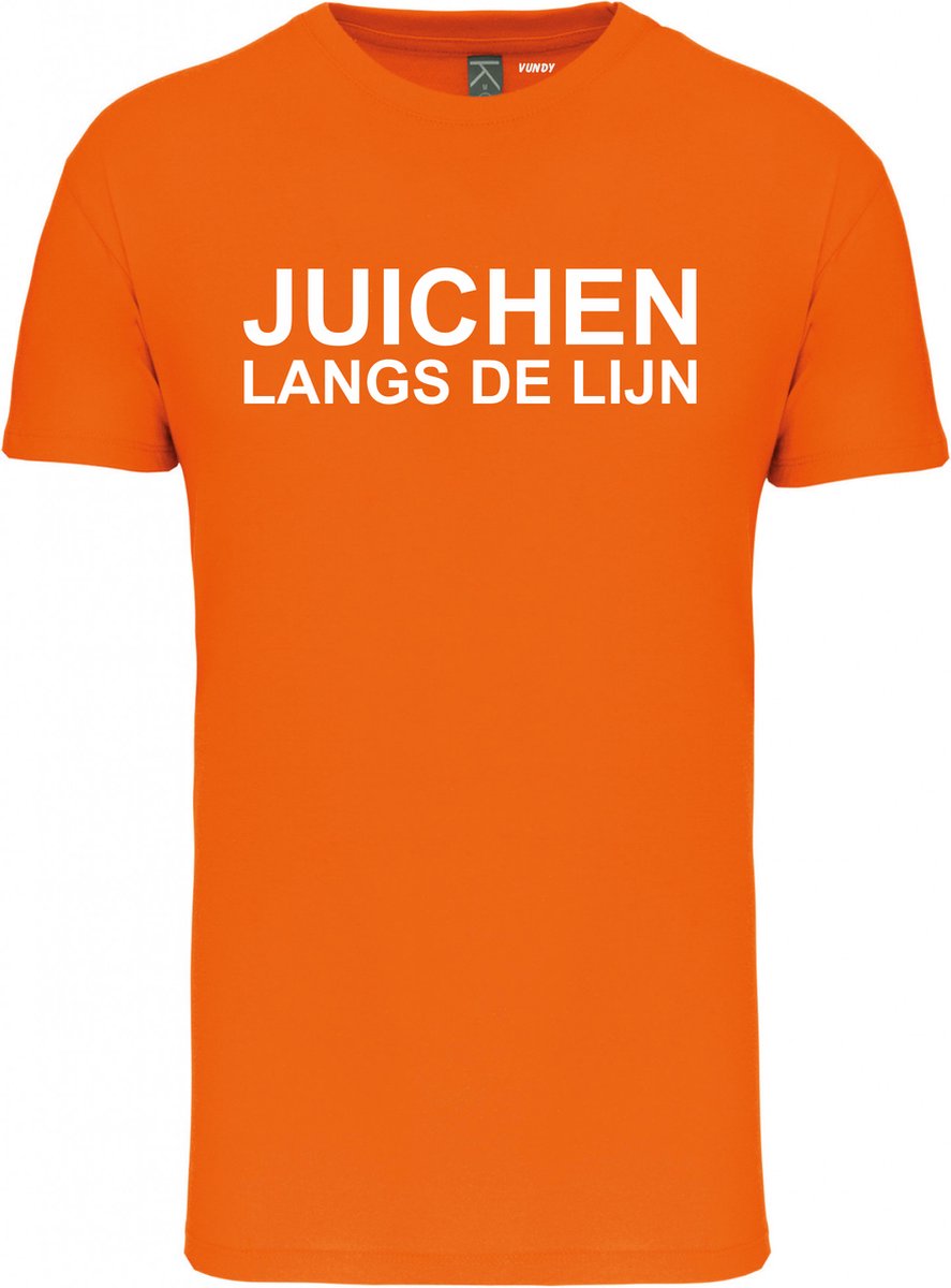 T-shirt Juichen langs de lijn | Oranje Holland Shirt | WK 2022 Voetbal | Nederlands Elftal Supporter | Oranje | maat S